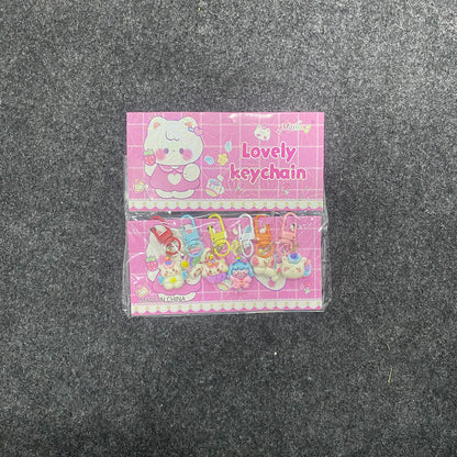 AM7556 Lovely Keychain Set – Pack of 6 Cute Cartoon & Character Keyrings for Bags and Accessories