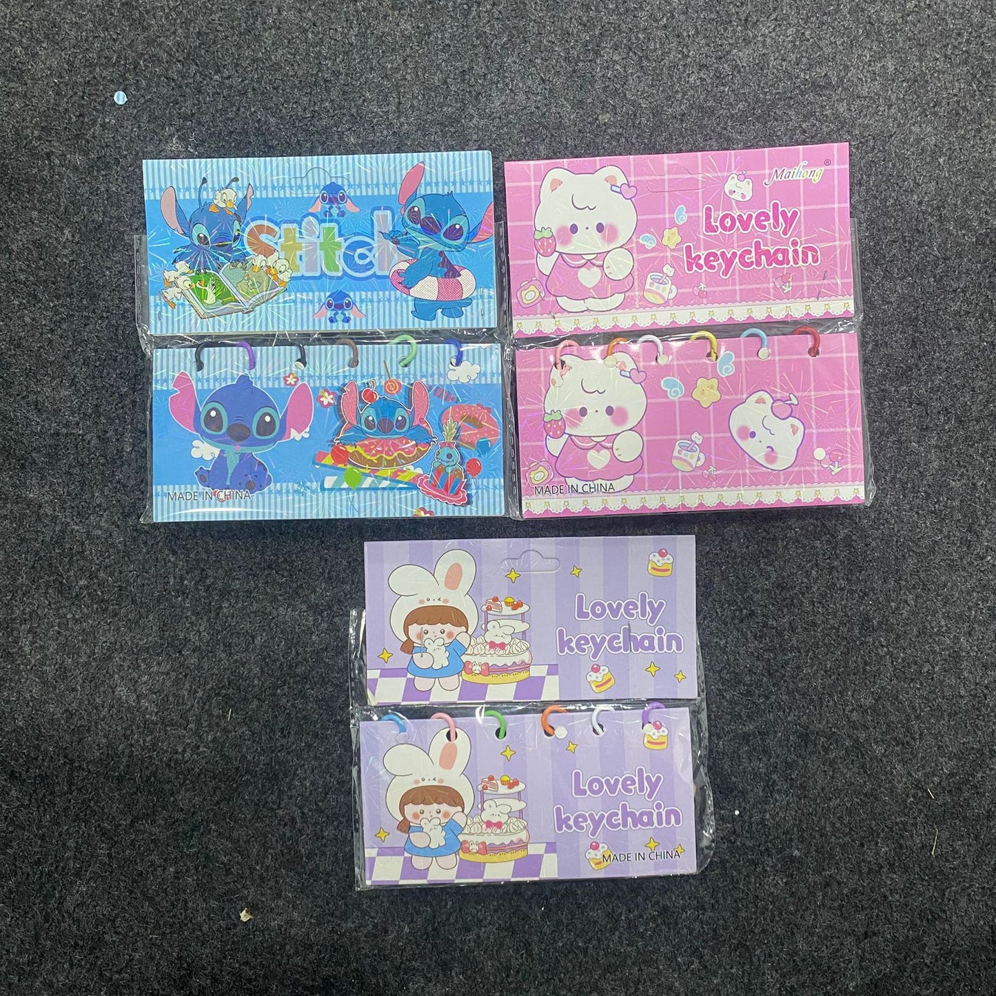 AM7556 Lovely Keychain Set – Pack of 6 Cute Cartoon & Character Keyrings for Bags and Accessories