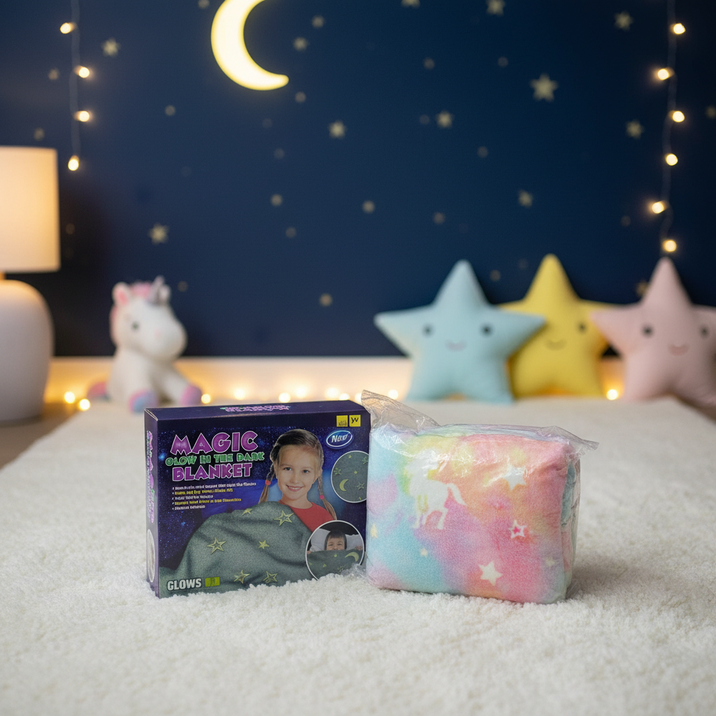 AM7557 Magic Glow in the Dark Super Soft Plush Blanket for Kids (1-Pcs) 6*5.5 ft