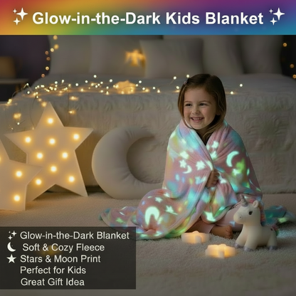 AM7557 Magic Glow in the Dark Super Soft Plush Blanket for Kids (1-Pcs) 6*5.5 ft