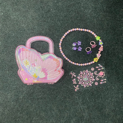 AM7558 Butterfly Shaped Jewelry Gift Box with Necklace, Earrings, and Decorative Stickers-7242 (1-Pcs)