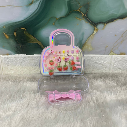 AM7559 Sweet Fruit Style Jewelry and Nail Art Accessory Kit in Portable Bow Case 7243 (1-Pcs)