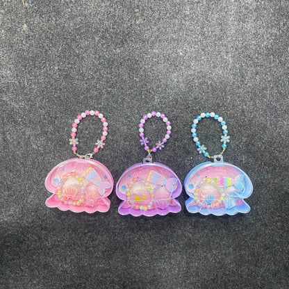 AM7561 Mermaid Theme Jellyfish Shaped Jewelry Purse Set for Kids – Beaded Bracelet and
