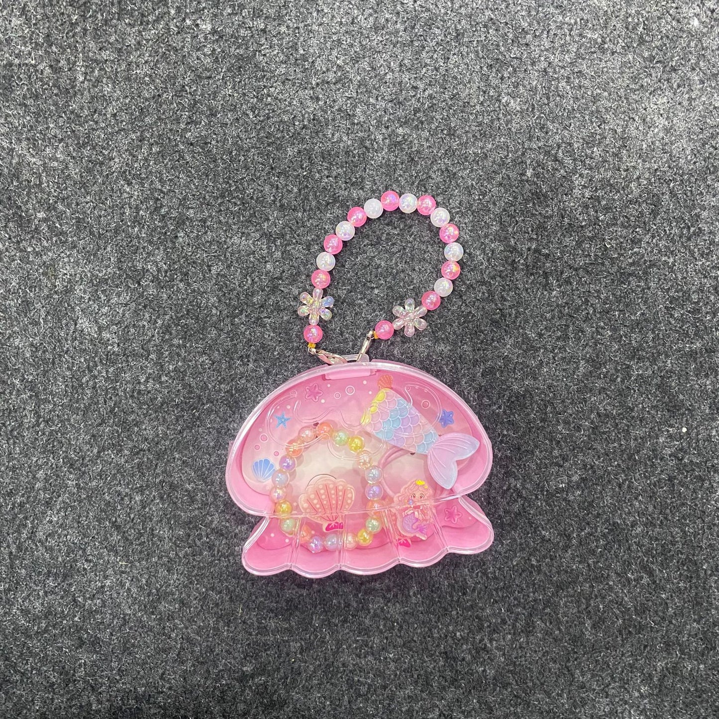 AM7561 Mermaid Theme Jellyfish Shaped Jewelry Purse Set for Kids – Beaded Bracelet and
