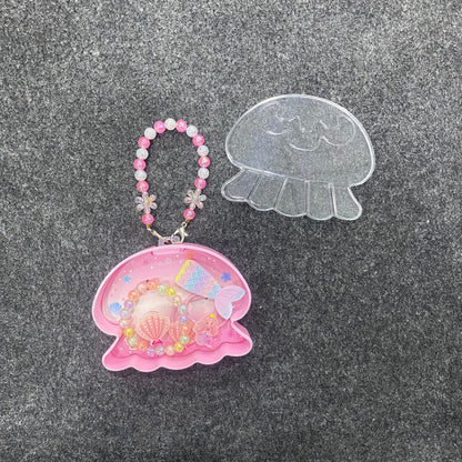 AM7561 Mermaid Theme Jellyfish Shaped Jewelry Purse Set for Kids – Beaded Bracelet and