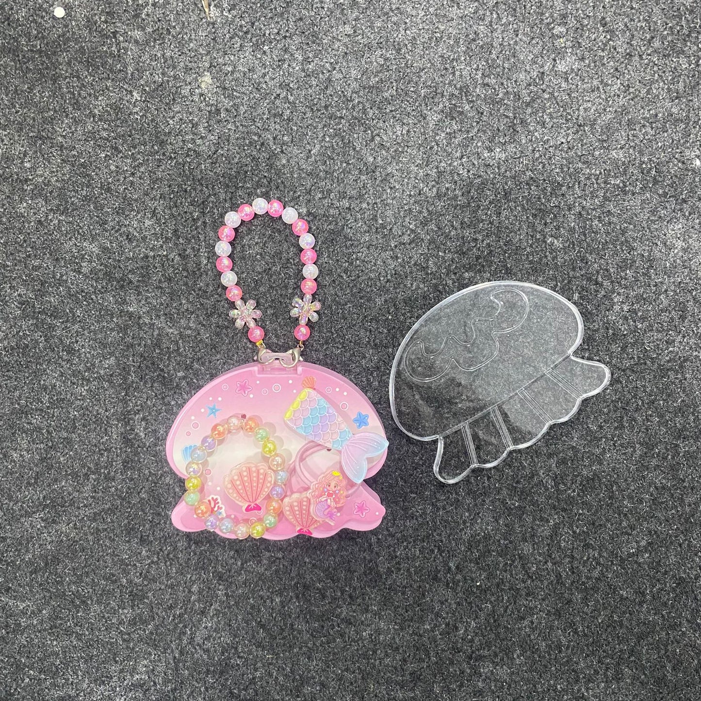 AM7561 Mermaid Theme Jellyfish Shaped Jewelry Purse Set for Kids – Beaded Bracelet and