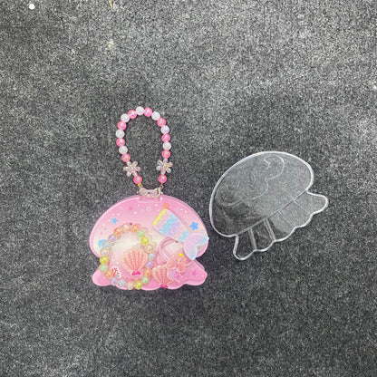 AM7561 Mermaid Theme Jellyfish Shaped Jewelry Purse Set for Kids – Beaded Bracelet and