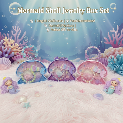 AM7561 Mermaid Theme Jellyfish Shaped Jewelry Purse Set for Kids – Beaded Bracelet and