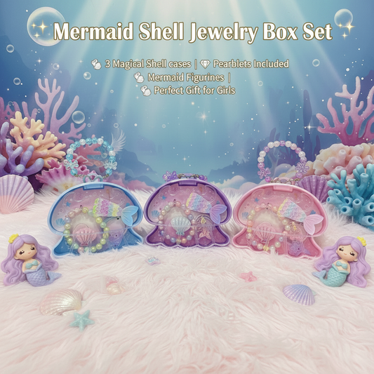 AM7561 Mermaid Theme Jellyfish Shaped Jewelry Purse Set for Kids – Beaded Bracelet and