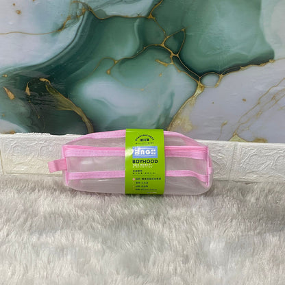 am7564 BOYHOOD Transparent Multi-Compartment Mesh Pencil Case & Stationery Organizer
