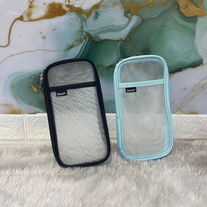 AM7568 Minimalist Transparent Mesh Multi-Purpose Stationery & Cosmetic Pouch (1-Pcs)