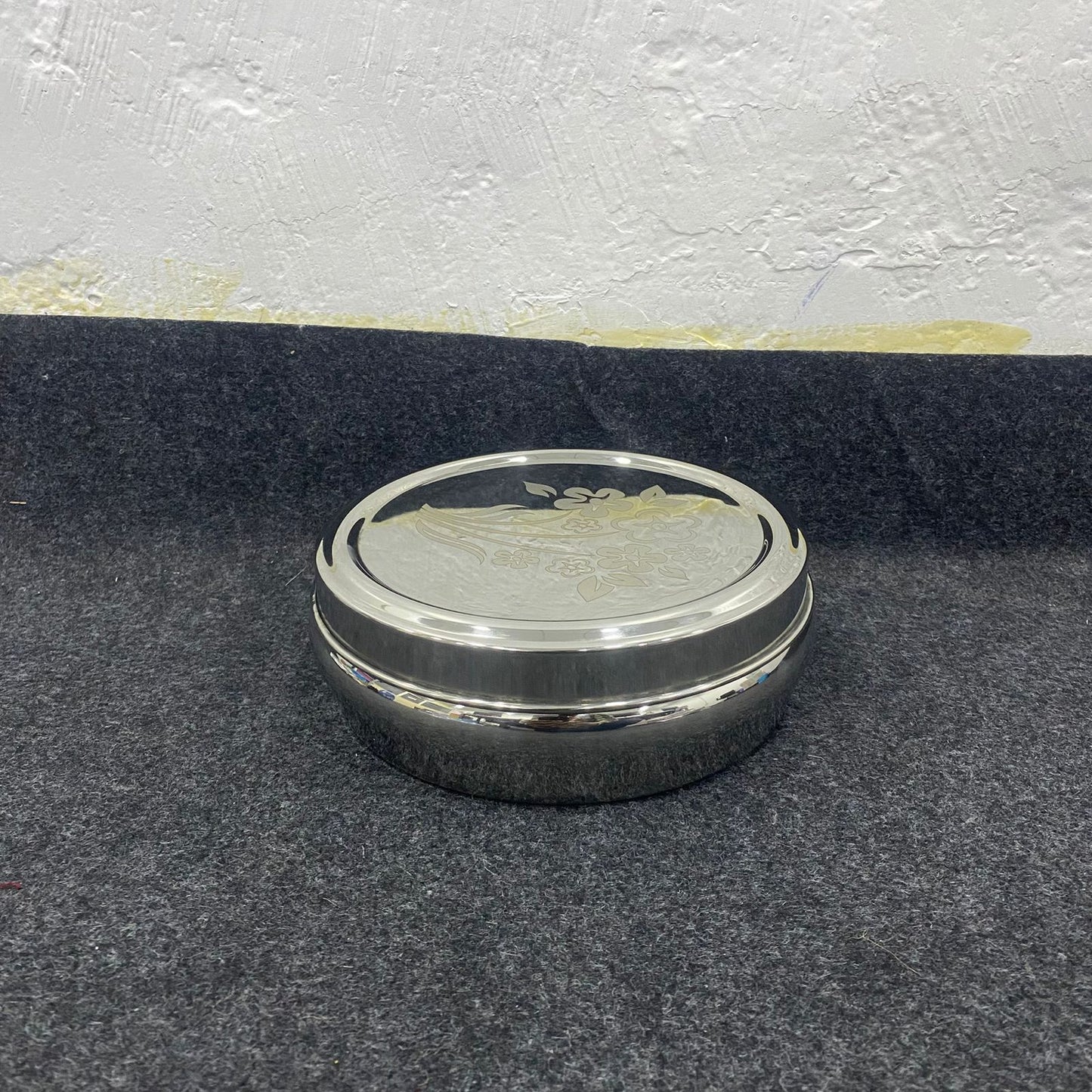 AM7571 Premium Stainless Steel Laser-Engraved Puri Dabba / Multi-Purpose Mirror Finish Flat Storage Container
