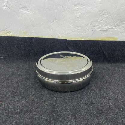 AM7571 Premium Stainless Steel Laser-Engraved Puri Dabba / Multi-Purpose Mirror Finish Flat Storage Container