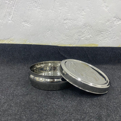 AM7571 Premium Stainless Steel Laser-Engraved Puri Dabba / Multi-Purpose Mirror Finish Flat Storage Container