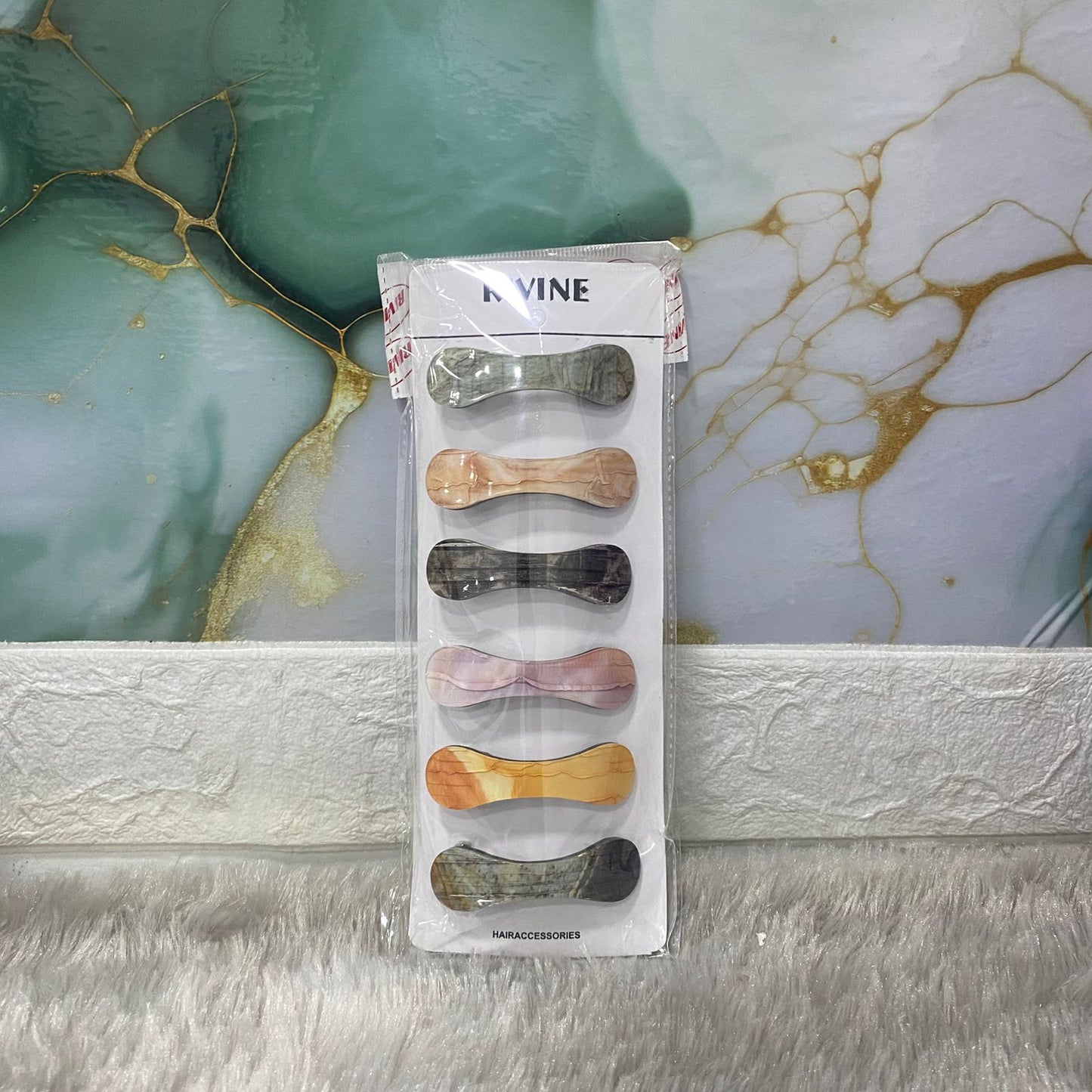 AM7570 Rivine Elegant Marble Print Tic Tac Hair Clips for Women & Girls - 1-Pcs Multi-Color Hair Accessories