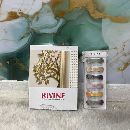AM7570 Rivine Elegant Marble Print Tic Tac Hair Clips for Women & Girls - 1-Pcs Multi-Color Hair Accessories