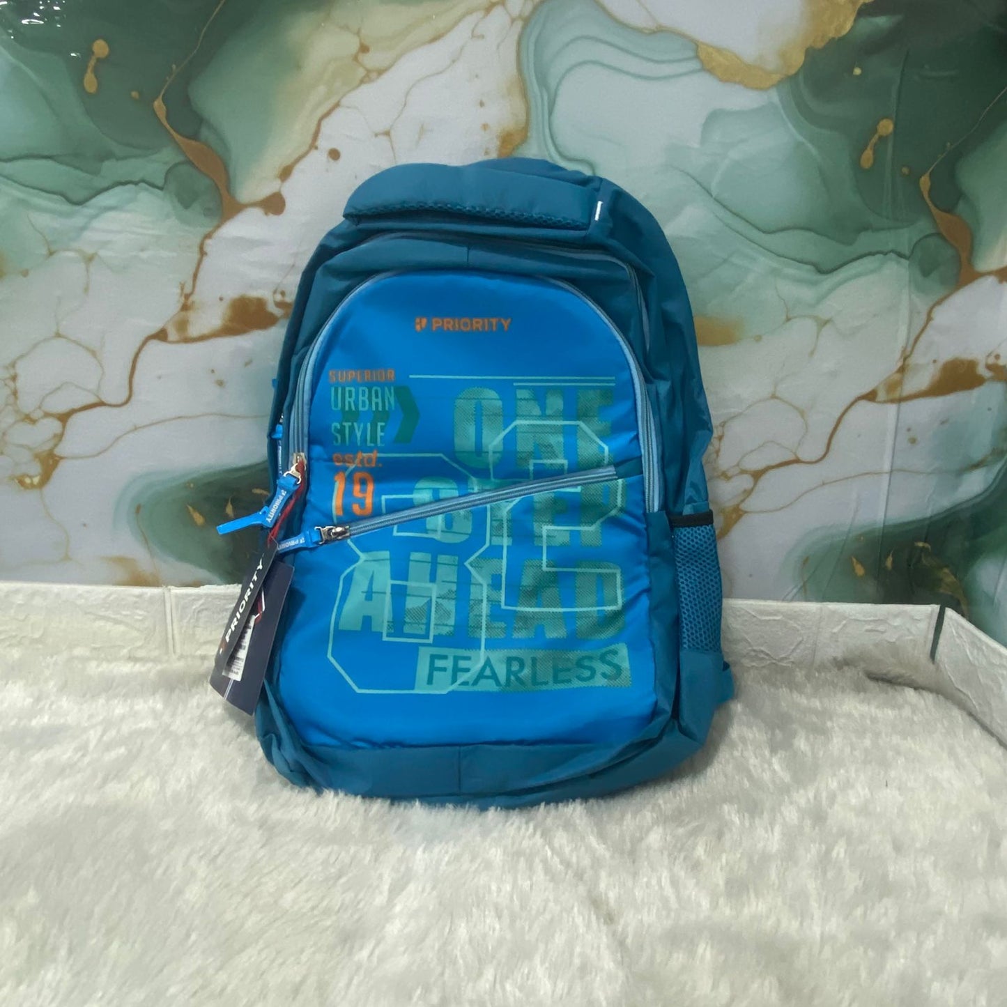 AM7602 Priority Starlet 007 Trendy College Backpack with Multi Compartment Storage Cyan Blue