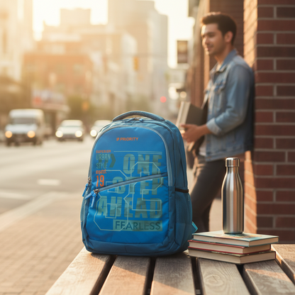 AM7602 Priority Starlet 007 Trendy College Backpack with Multi Compartment Storage Cyan Blue