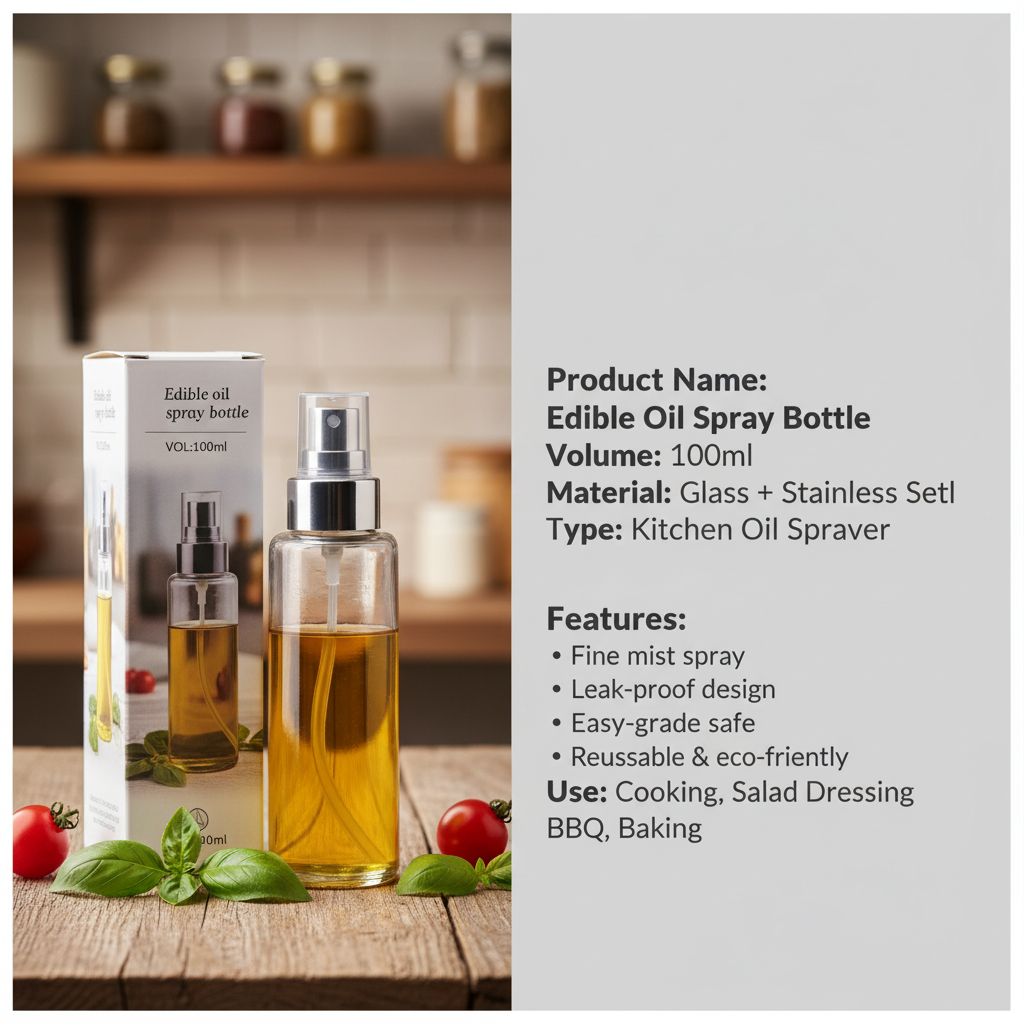 AM7614 Premium Glass Oil Spray Bottle: Leakproof Stainless Steel Fine Mist Cooking Dispenser