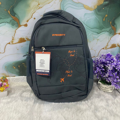 AM7605 Priority Incredible 001 Heavy Duty College Casual Backpack with Mesh Padding Black Grey
