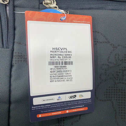 AM7605 Priority Incredible 001 Heavy Duty College Casual Backpack with Mesh Padding Black Grey