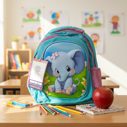 AM7608 Priority Momo Kids School Bag Premium Frozen Character Print Multi Compartment Backpack