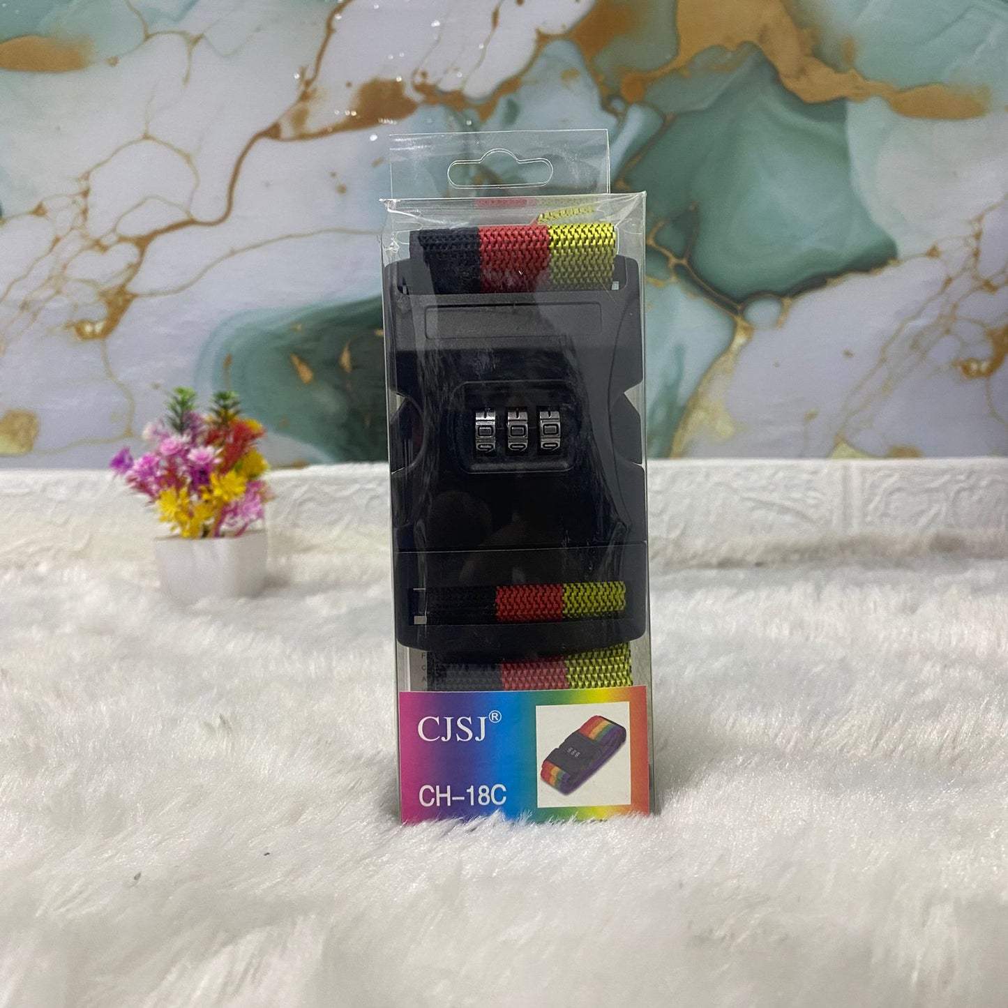 AM7615 CJSJ CH-18C Multicolored Adjustable Luggage Strap with 3 Digit Combination Lock Buckle