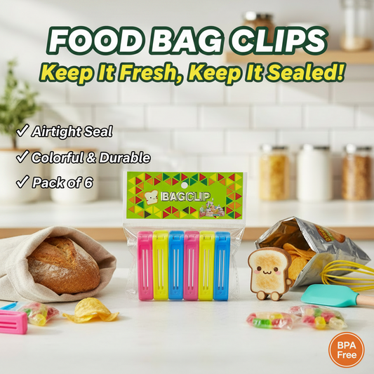 AM7616 Multi Colored Plastic Food Bag Sealing Clips Pack of 6 Small Size