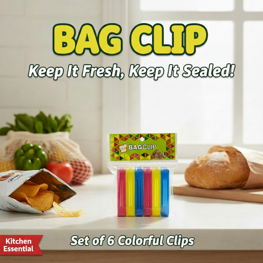 AM7617 Multi Colored Plastic Food Bag Sealing Clips Pack of 6 Medium Size