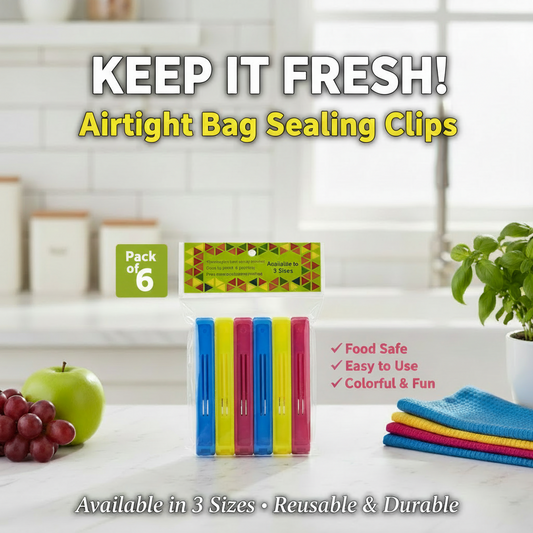 AM7618 Multi Colored Plastic Food Bag Sealing Clips Pack of 6 Big Size