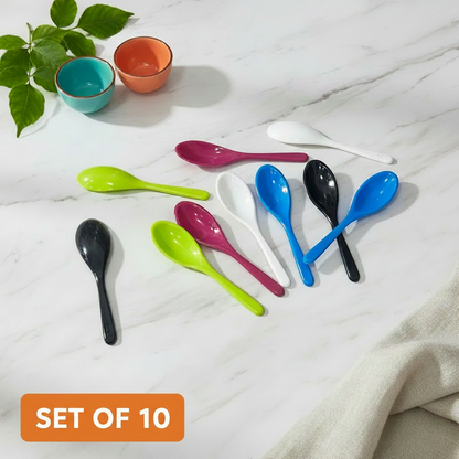 AM7619 Spice Premium Melamine Masala Spoon Set Small Colorful Kitchen Spoons Multi Color 10Pcs