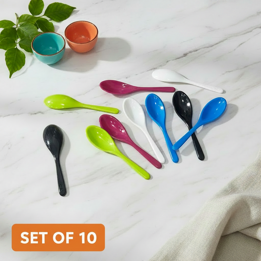 AM7619 Spice Premium Melamine Masala Spoon Set Small Colorful Kitchen Spoons Multi Color 10Pcs
