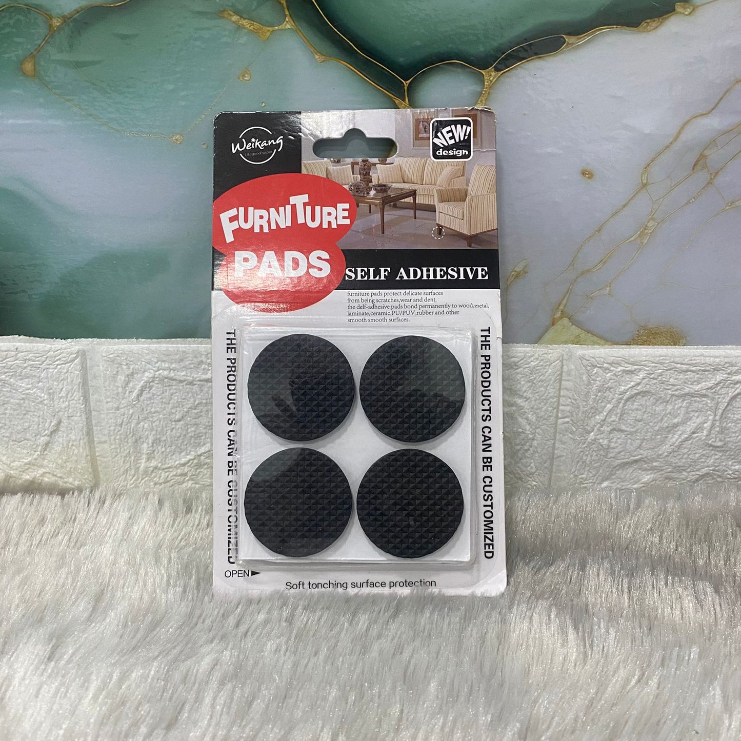 AM7621 Weikang Heavy Duty Self Adhesive Rubber Furniture Pads Anti Skid Round Protectors 8Pack