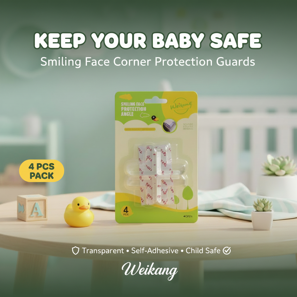 AM7623 Clear Silicone Corner Guards and Baby Proofing Edge Protectors for Sharp Furniture Table Corners 4Pcs
