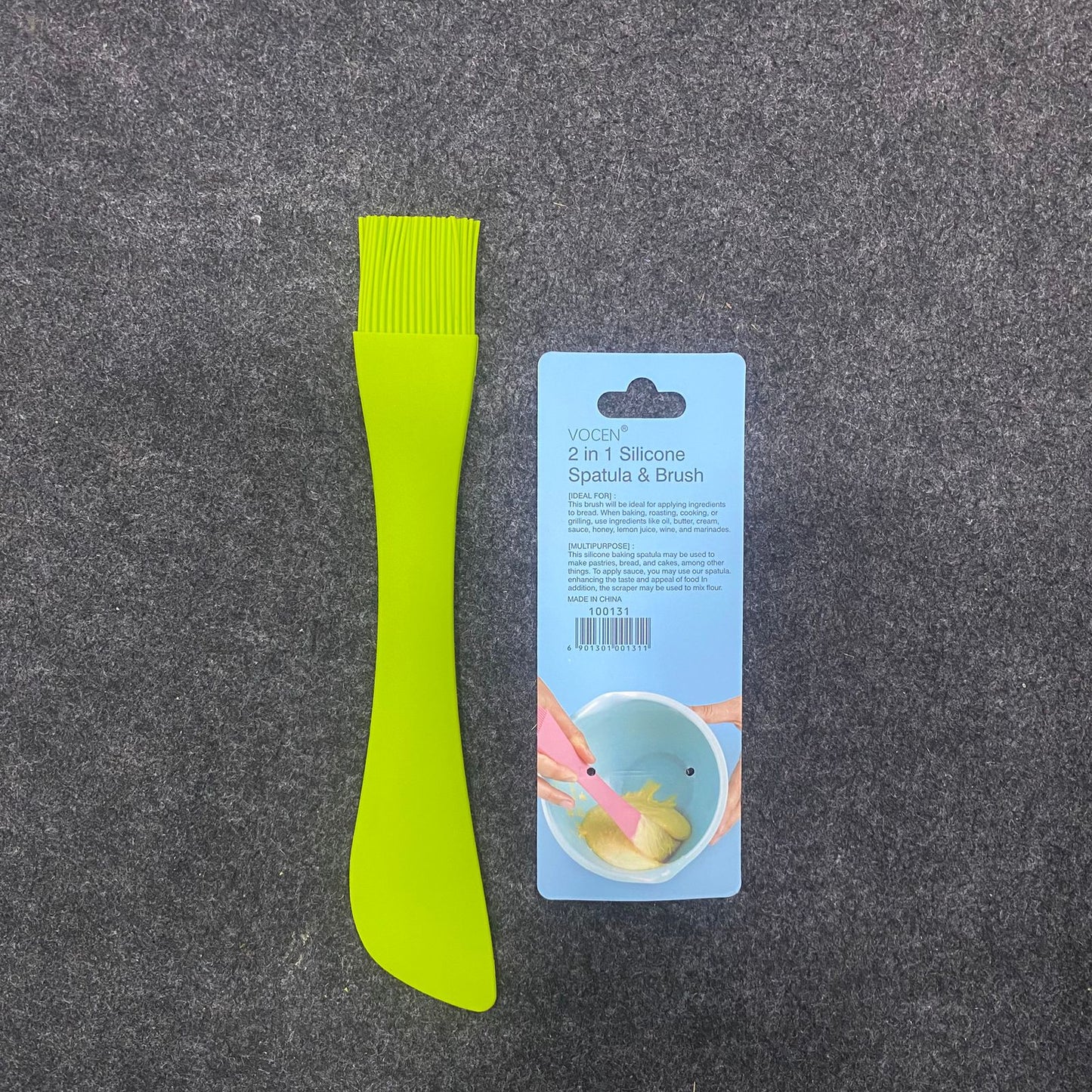 AM7627 Multipurpose Two in One Silicone Baking Spatula Scraper and Pastry Basting Oil Brush