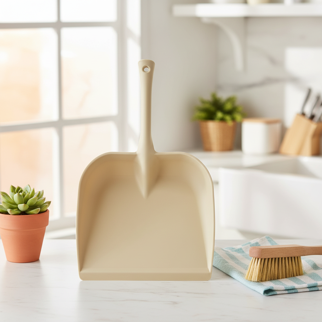 AM7632 Durable Plastic Dustpan with Long Ergonomic Handle for Easy Home and Office Cleaning