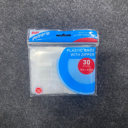 AM7637 SVP Polygrip Multipurpose Transparent Plastic Zipper Storage Bags, 10.0x12.5 cm, 30 Pieces Pack