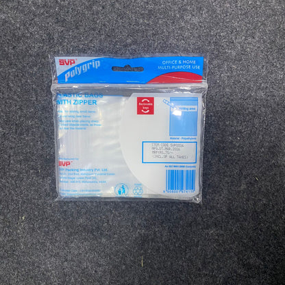 AM7637 SVP Polygrip Multipurpose Transparent Plastic Zipper Storage Bags, 10.0x12.5 cm, 30 Pieces Pack