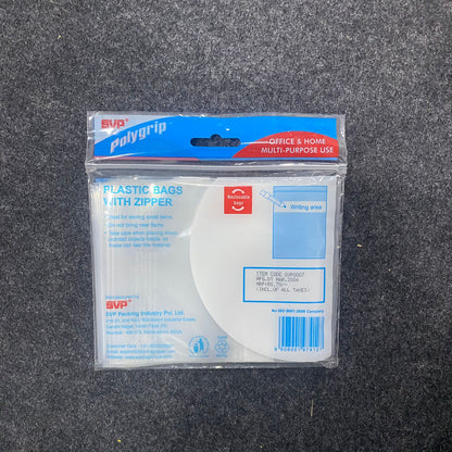 AM7638 SVP Polygrip Multipurpose Transparent Plastic Zipper Storage Bags, 12.5x15.0 cm, 20 Pieces Pack