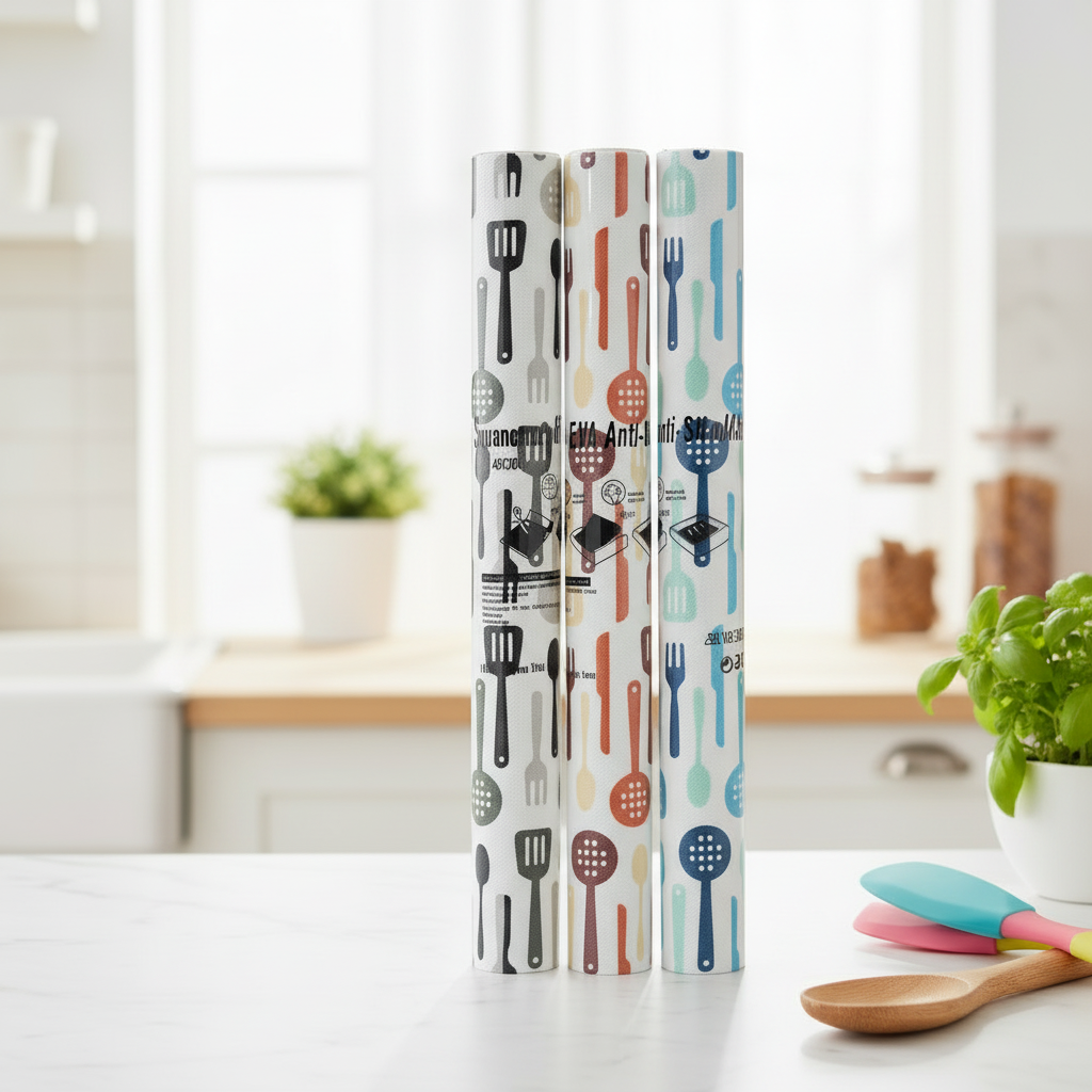 AM7642 Shuangyou Waterproof EVA Anti Slip Printed Kitchen Mat Drawer Liner Roll, 45x300 cm