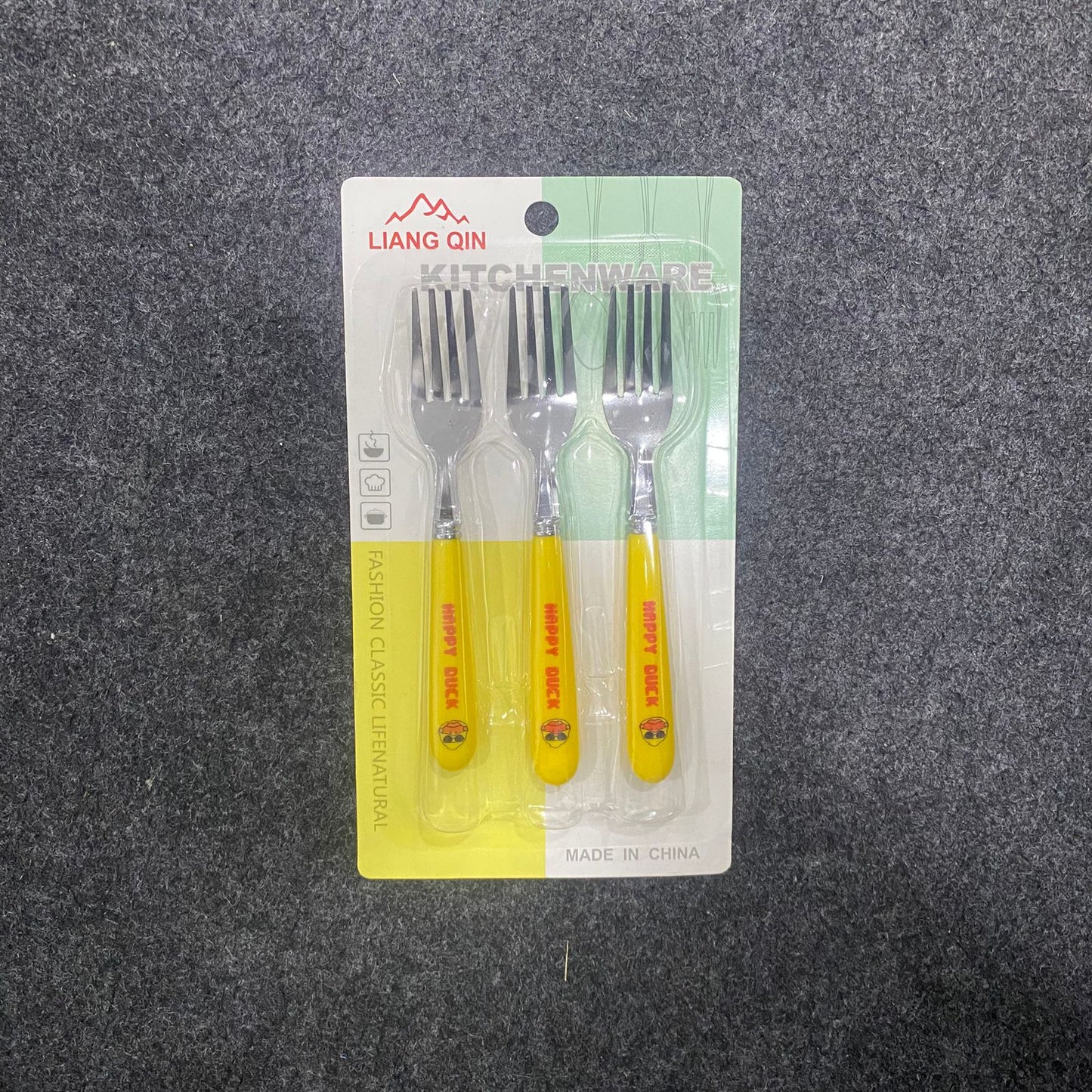 AM7660 Liang Qin Stainless Steel Cute Happy Duck Kids Fruit Fork Set of Three