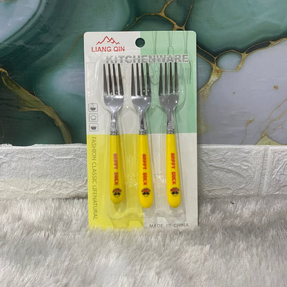AM7660 Liang Qin Stainless Steel Cute Happy Duck Kids Fruit Fork Set of Three