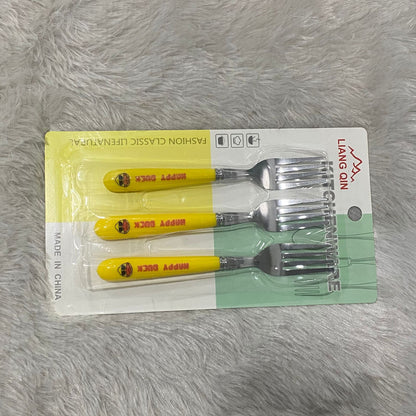 AM7660 Liang Qin Stainless Steel Cute Happy Duck Kids Fruit Fork Set of Three