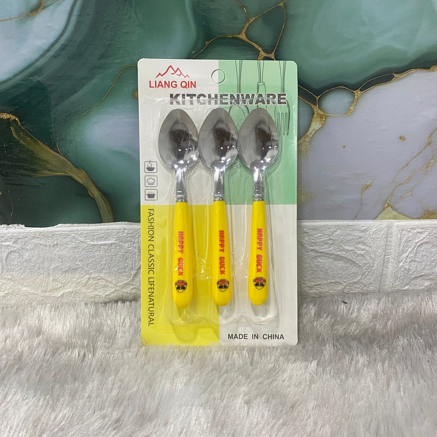 AM7661 Liang Qin Stainless Steel Cute Happy Duck Kids Small Dessert Spoon Set of Three