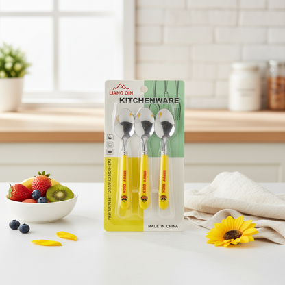 AM7661 Liang Qin Stainless Steel Cute Happy Duck Kids Small Dessert Spoon Set of Three