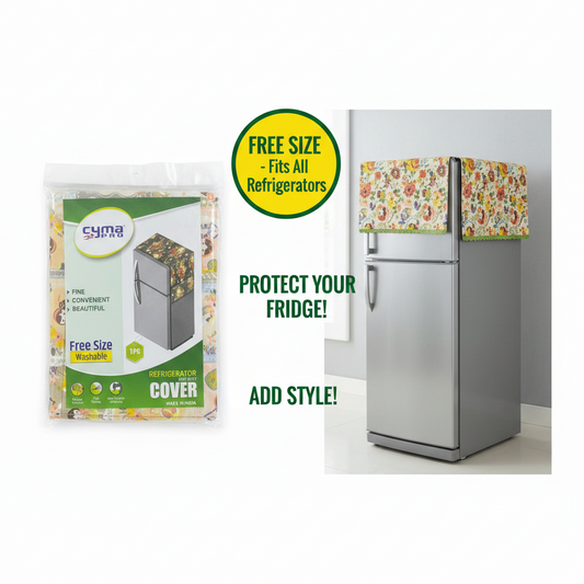 AM7662 Cyma Pro Printed Dustproof Refrigerator Top Cover with Utility Side Storage Pockets