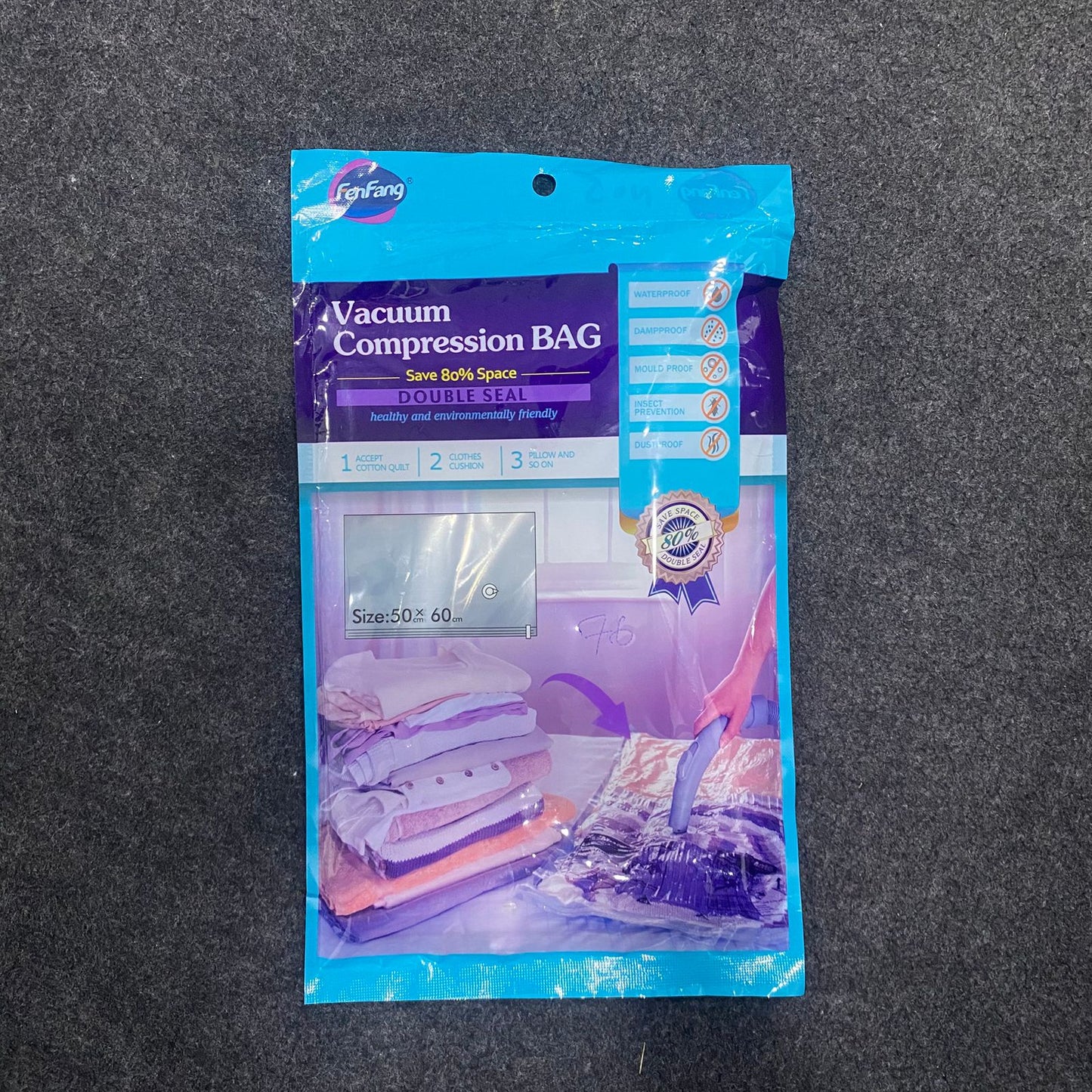 AM7663 FenFang Reusable Vacuum Compression Storage Bag with Double Seal For Clothes And Pillows