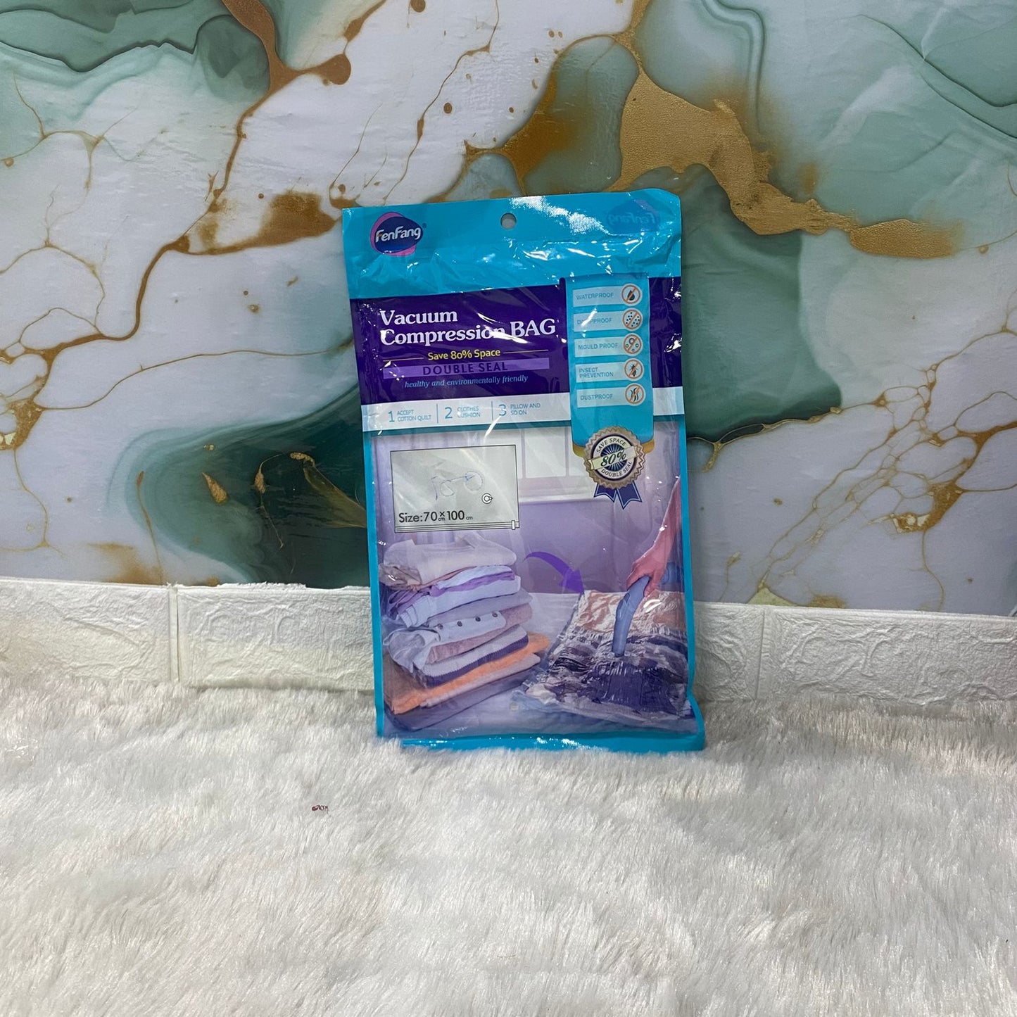 AM7664 FenFang Large Reusable Vacuum Compression Storage Bag Double Seal For Quilts And Blankets