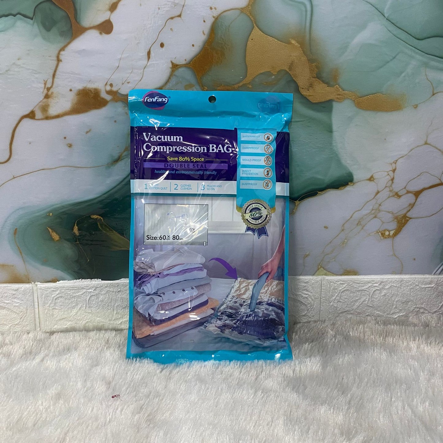 AM7665 FenFang Medium Reusable Vacuum Compression Storage Bag Double Seal For Clothes And Cushions