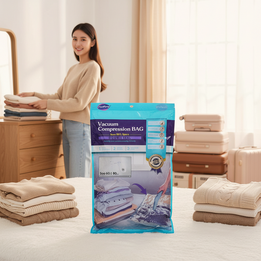 AM7665 FenFang Medium Reusable Vacuum Compression Storage Bag Double Seal For Clothes And Cushions
